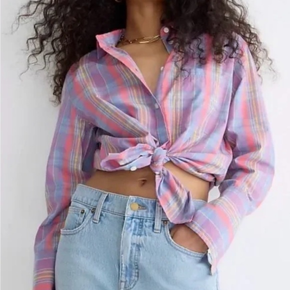 J. Crew Madras Plaid Shirt and Short Set L - Picture 13 of 14